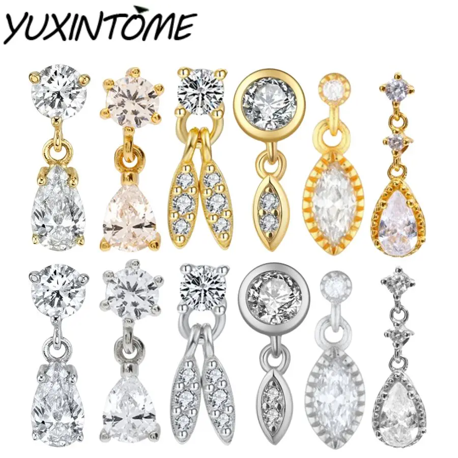

925 Sterling Silver Needl Light luxury Niche Leaf Water Drop Geometric Zircon Pendant Earrings Women's Wedding Earrings Jewelry