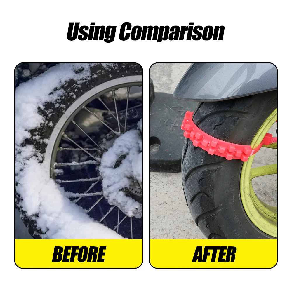 Tire Anti Slip Chains Belt With Snow Chains Winter Tyres  And Reusable Ties For Motorcycle Bike Road Safety Accessories