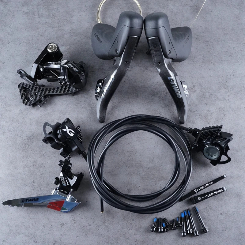 LTWOO R9 - Disc 2x11s Road Hydraulic Disc Brake Groupset + ZRACE XG Flat Mount Brake Caliper, Carbon Fibre, 6 kit, R7020 R8020