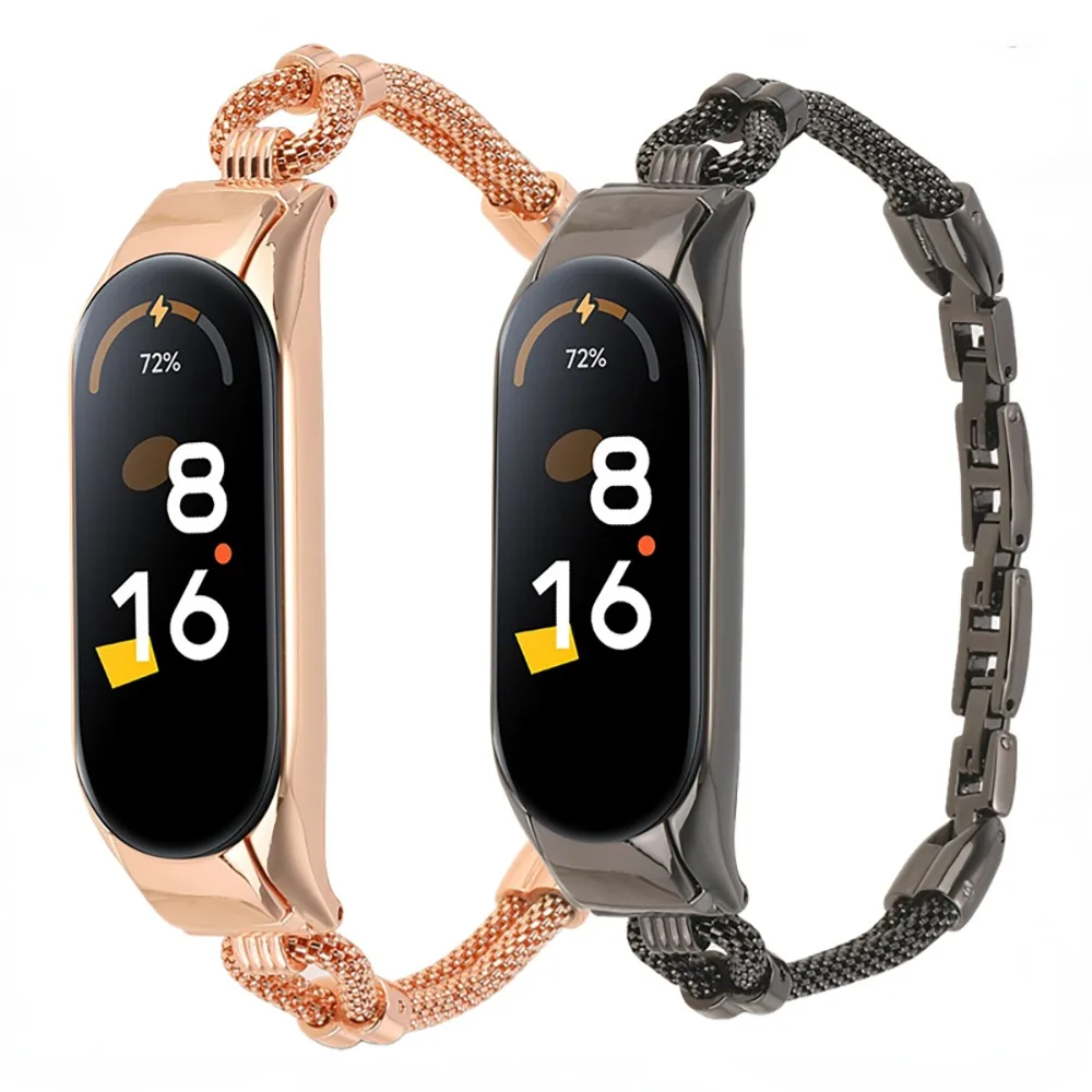 

Metal Strap For Xiaomi Mi Band 9 8 7 6 5 4 3 Replaceable Copper Chain Bracelet for Mi Band 8 7 Wristband Smart Watch Mi Band 5 4