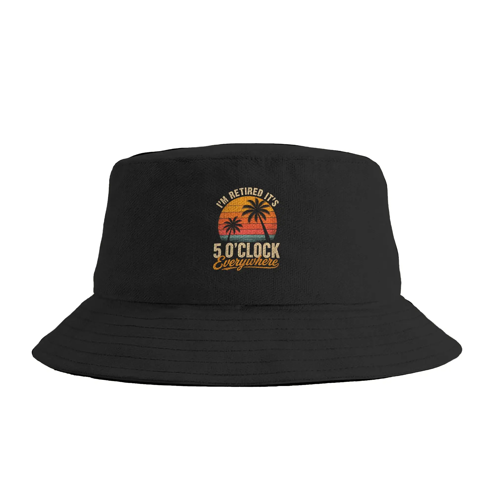I‘m Retired  It’s 5 o‘clock Everywhere  Funny Retro Vacation Bucket Hat Spring  Vintage Fisherman Hats For Unisex Portable Caps