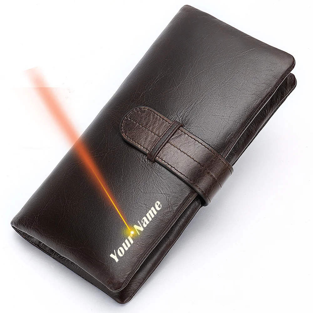 

wallet men's genuine leather purse for clutch male s long Leather zipper business money bag 6018