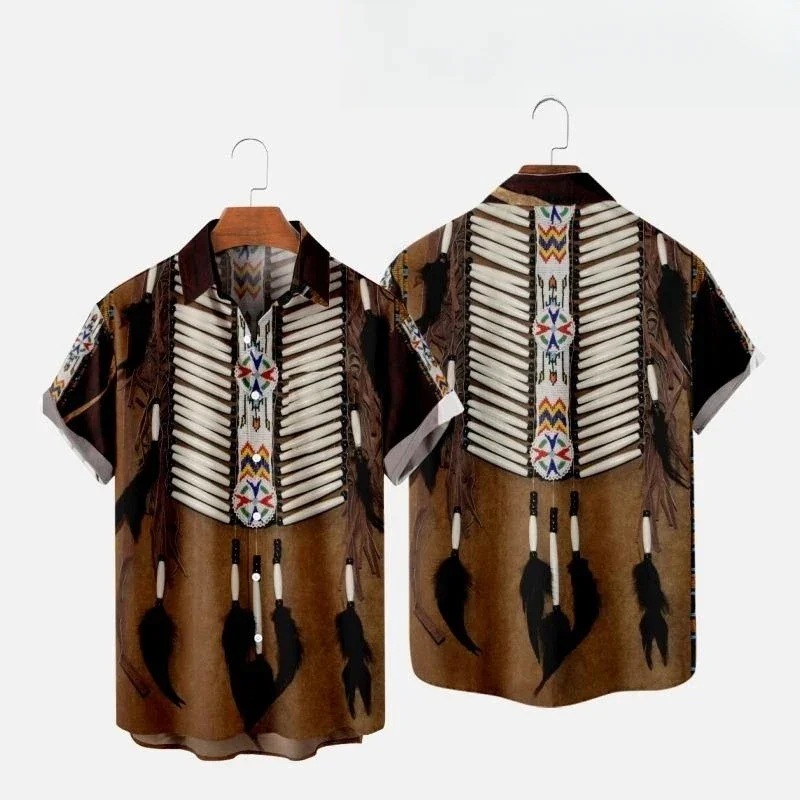 

Пляжные рубашки в индийском этническом стиле с 3D-принтом для мужчин и женщин, модная уличная одежда, винтажная рубашка с коротким рукавом, мужские топы, блузки, мужская одежда