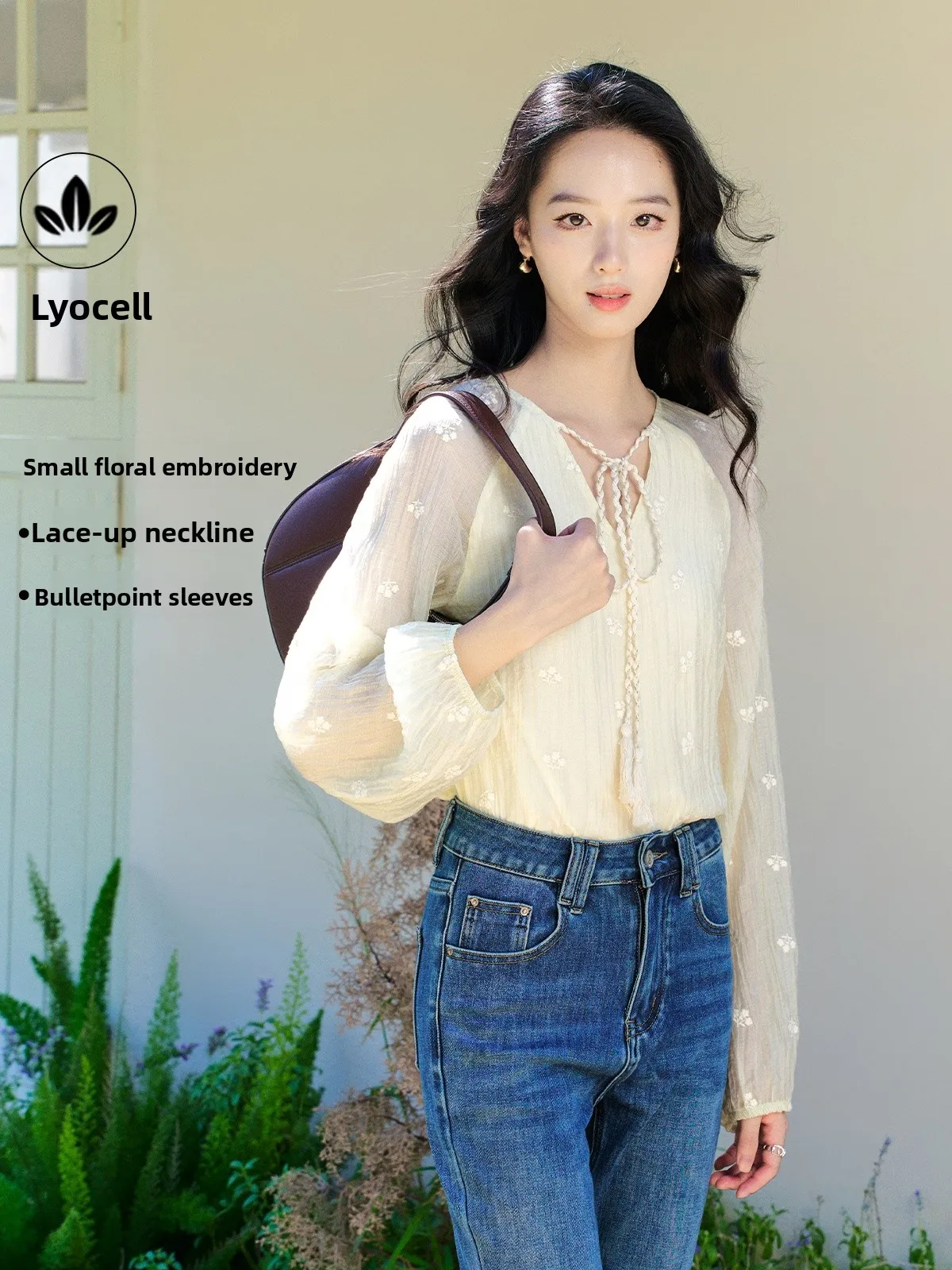 

Свободная женская рубашка с вышивкой, повседневная, универсальная, с длинным рукавом, круглым вырезом, на пуговицах, дышащая, укороченная