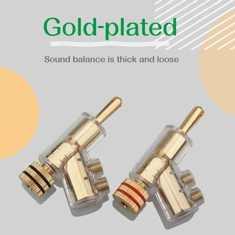金メッキロジウムバナナプラグ,hifiオーディオアダプター,スピーカーケーブル,ロックコネクター,4個