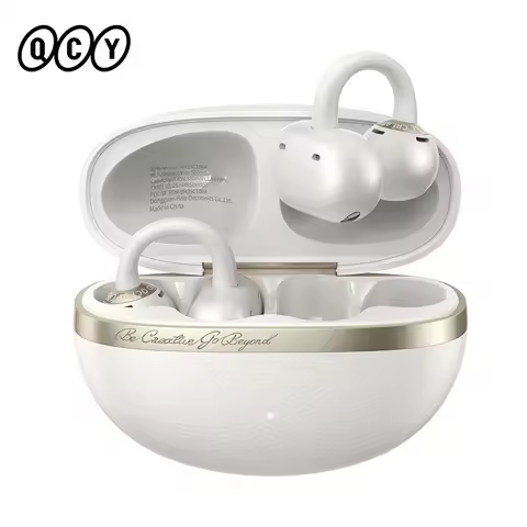 QCY Crossky C50 Open Ear Wireless Earbuds Bluetooth 6.0 Comfort Clip On Sports Earphone 4 Mic AI Clear Call Bass Boost Headphone
