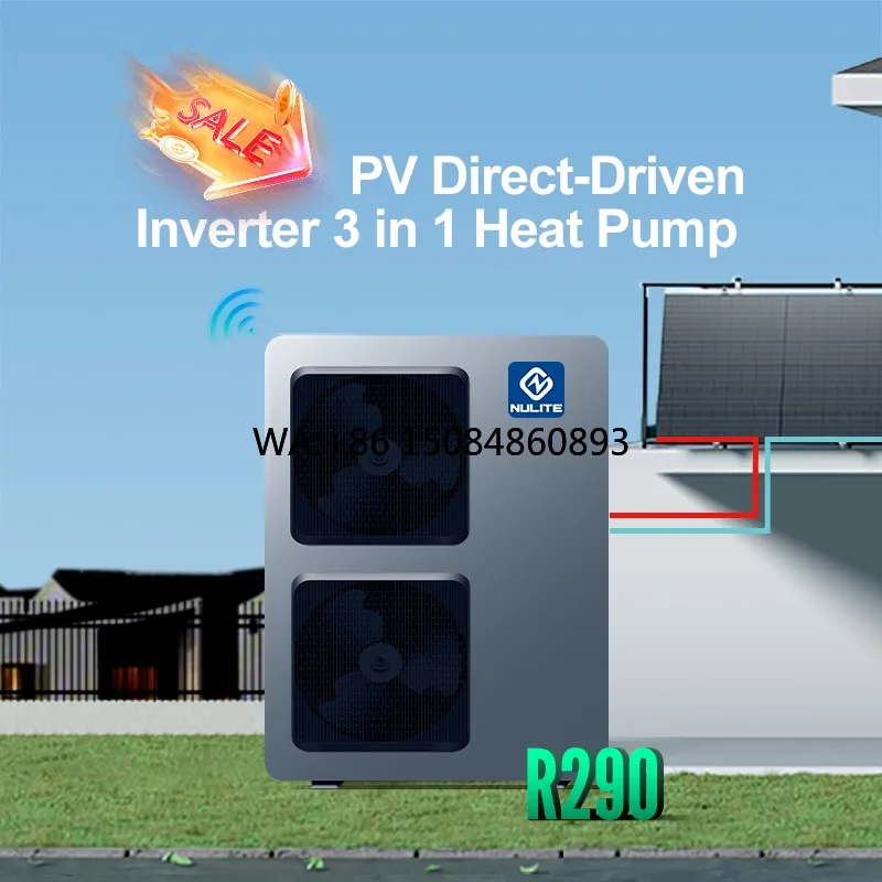 High COP R290 16kw EVI DC Inverter Solar Air To Water Heat Pump, Low Noise Energy Saving Stable Heating Cold Resistant