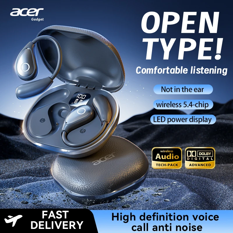 

[Официальные беспроводные Bluetooth-наушники Acer Ohr514] Беспроводные Bluetooth-наушники Ohr514, открытая конструкция, удобная посадка, стереозвук, шумоподавление