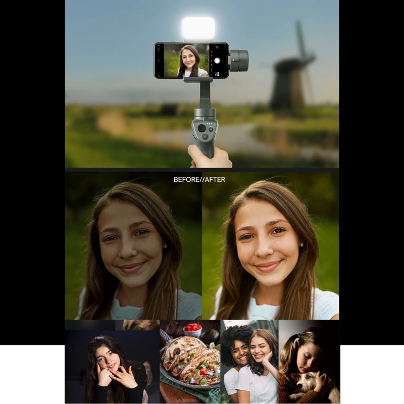 Fotorgear Vectorgear GBL01 Magnetic Mini Fill Light With Charging Box For DJI Osmo Mobile 6/SE/ Zhiyun SMOOTH4/5/ Feiyu Gimbal