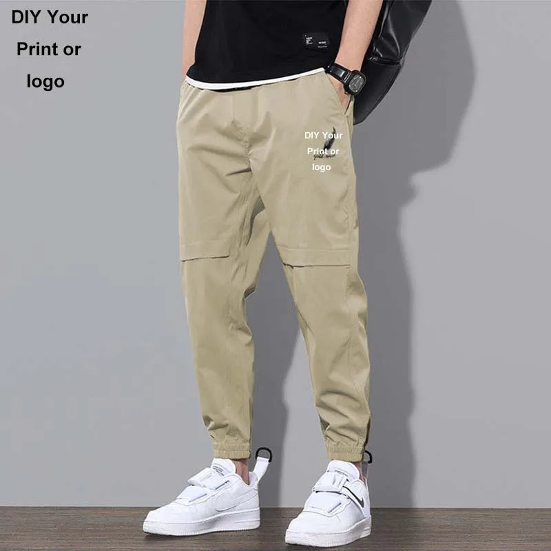 Custom Logo Men Outdoor Polyester Pants Long Pants Trousers Work Pants Autumn Stretch Waist Casual Sports