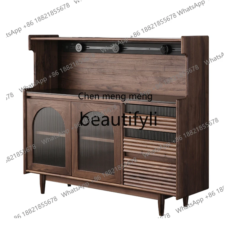 

North American black walnut Japanese solid wood dining side, locker, modern simple rock slab tea cabinet H