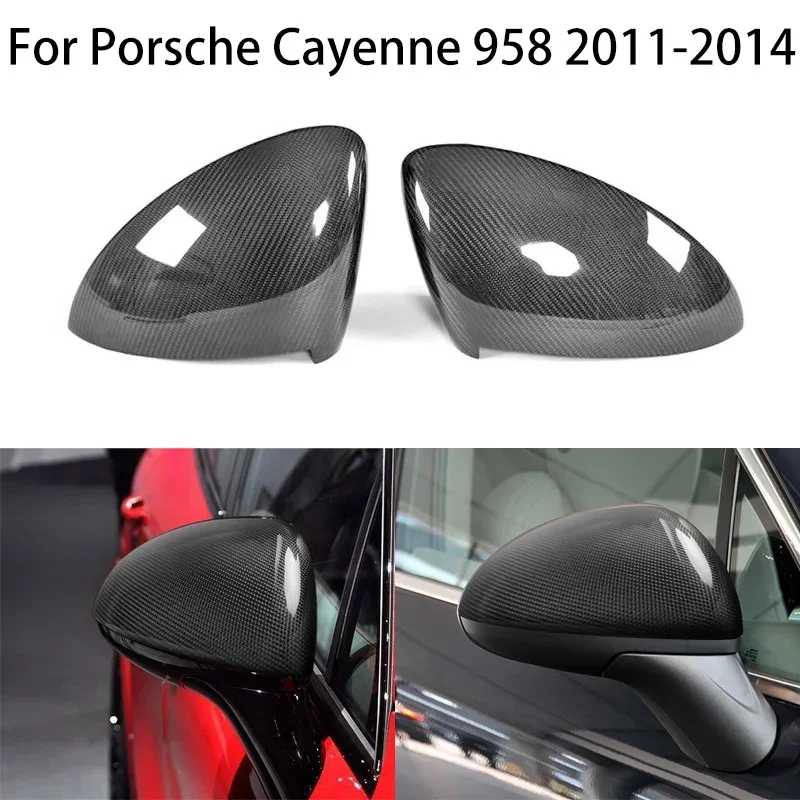 

For Porsche Cayenne 958 2011-2014 Real Carbon Fiber Car Rear View Side Mirror Covers Trim Caps Spare Parts Accessories