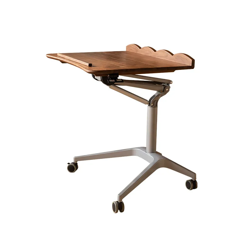 

Solid wood lifting mobile folding desk curved computer desk