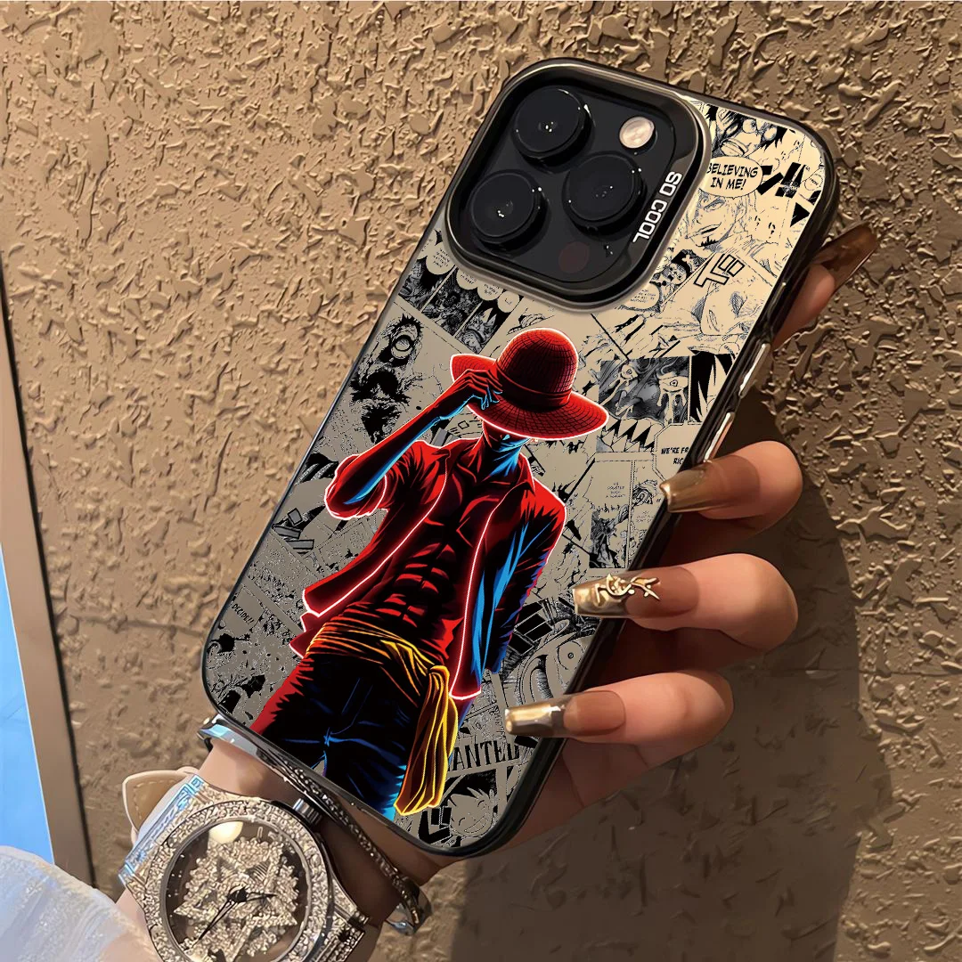 Luxuriöse One Piece Luffy Handyhülle für iPhone 17 17e 16e 16 15 14 13 12 11 mini Pro Max Air Plus – Sturzsichere, matte Rückseite