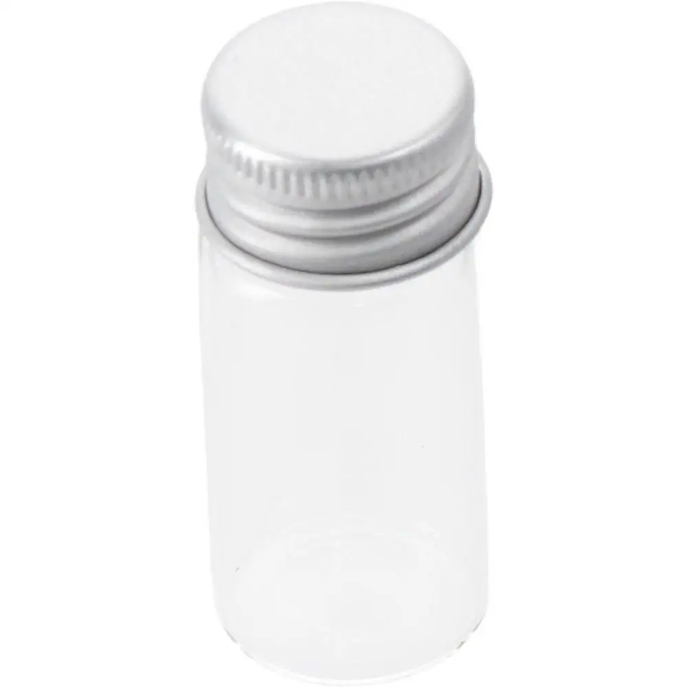 10ml Glass Sample Vials Liquid Clear Small with Screw Caps and Plastic Plugs, Leak-Proof, 12PCS