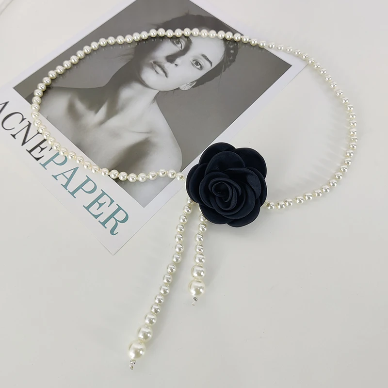 Cinturones de diseñador para mujer, cinturón largo blanco de lujo de alta calidad con perlas, pretina para vestido de mujer, corsé ajustable con flores