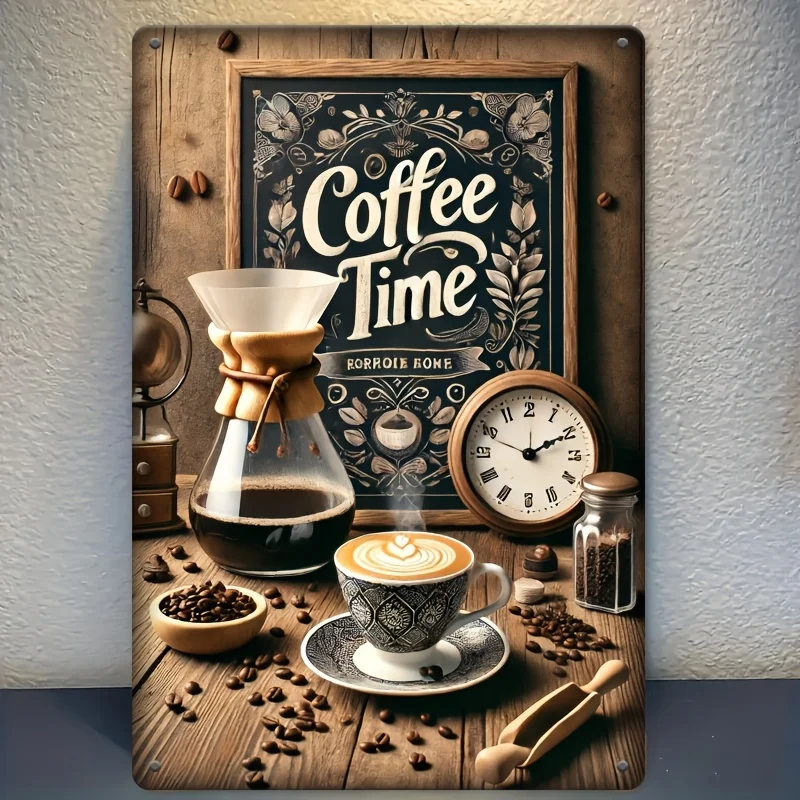 Vintage Coffee Time Metal Wall Art - Waterproof,Dustproof, Perfect for Home, Bar, Garage Decor Unique Gift Men,Women, , Ir