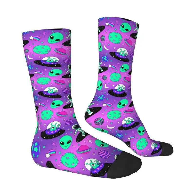 Astronauts And Alien Dress Socks Mens Womens Warm Fashion Novelty Space Travel Exploration Crew Socks