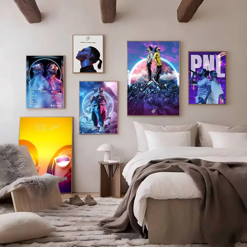 Popular D-Deux F-Freres P-Pnl banda de Hip-Hop póster artístico autoadhesivo pegatina de papel blanco DIY habitación Bar cafetería decoración de pared