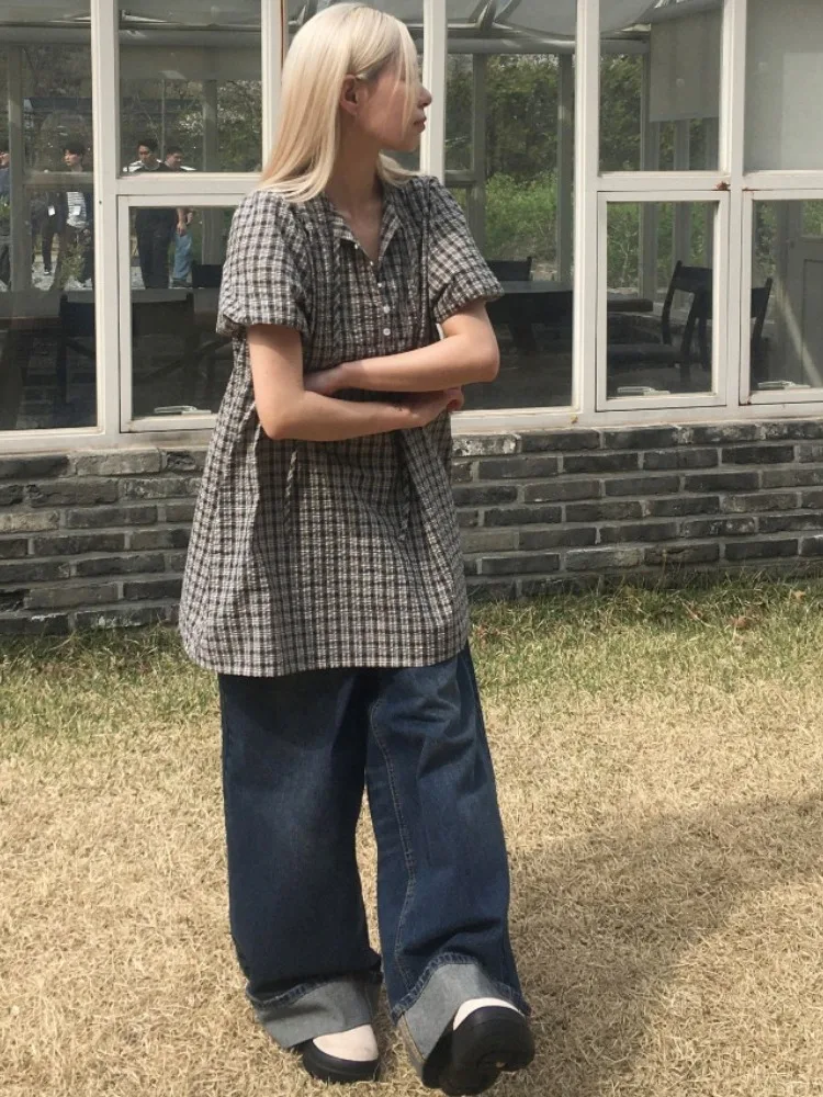 فستان صيفي أنيق بتصميم كلاسيكي مربعات مع حزام، أزياء نسائية عصرية متعددة الاستخدامات تظهرك أصغر سناً، تصميم أنيق ومثير