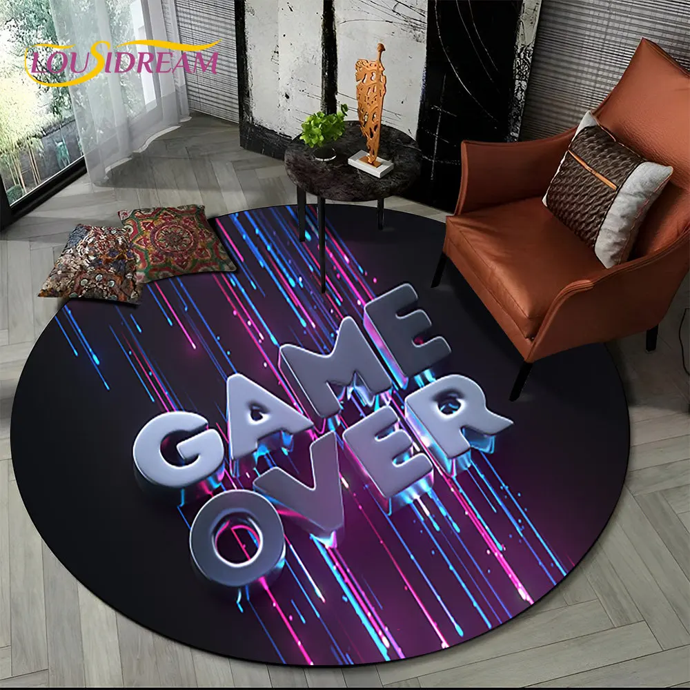 لعبة ثلاثية الأبعاد على الكرتون لعبة Gamer منطقة مستديرة البساط ، السجاد لغرفة المعيشة غرفة نوم الأطفال أريكة غرفة اللعب ديكور ، عدم الانزلاق الكلمة حصيرة