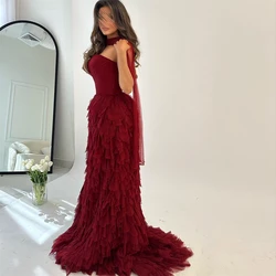 Strapless Long Sleeve Tulle فساتين سهره فاخره 2023 Formal Occasion  Evening Gown Islam فستان سهرة نسائي فخمه