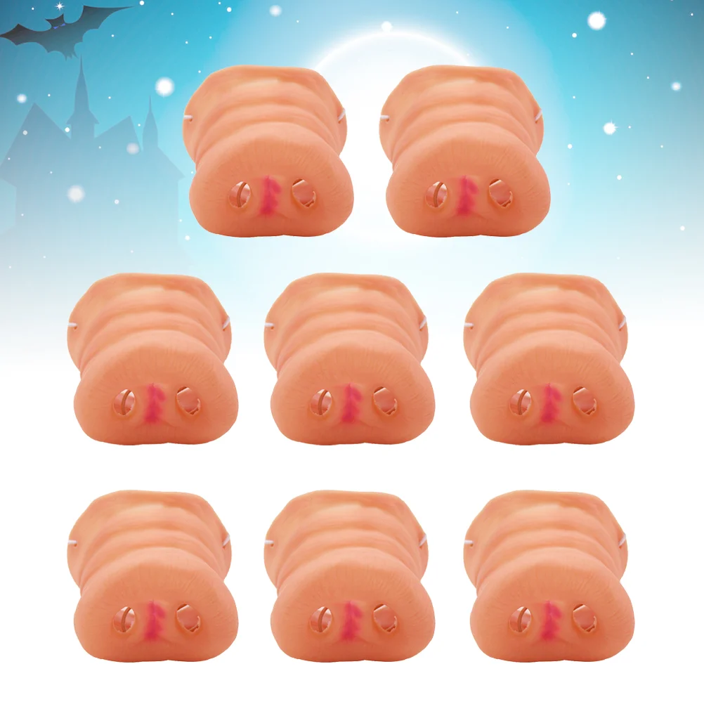 8 Pcs Pig Nose Mask Cosplay Animal Costume Masquerade Halloween Elastic Band