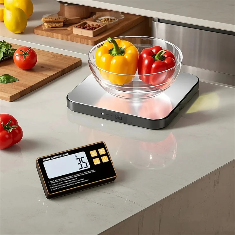 

Wireless Kitchen Scale with Remote Display Stainless Steel Pan Magnetic Digital Electronic 15KG for Food Meal Prep