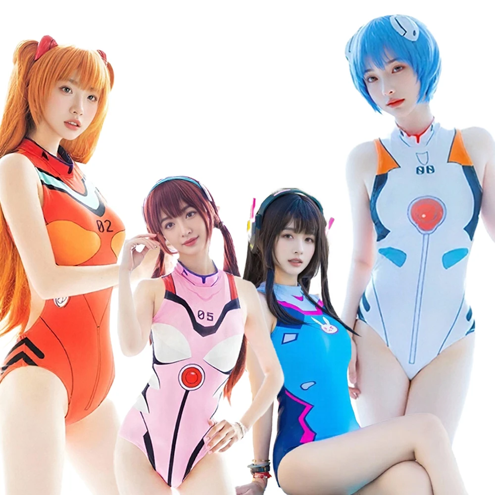 

Anime D.va Asuka Langley Soryu Cosplay Costume Swimsuit Jumpsuit Ayanami Asuka Rei Bodysuit Suit Halloween Zentai Bodysuits Suit