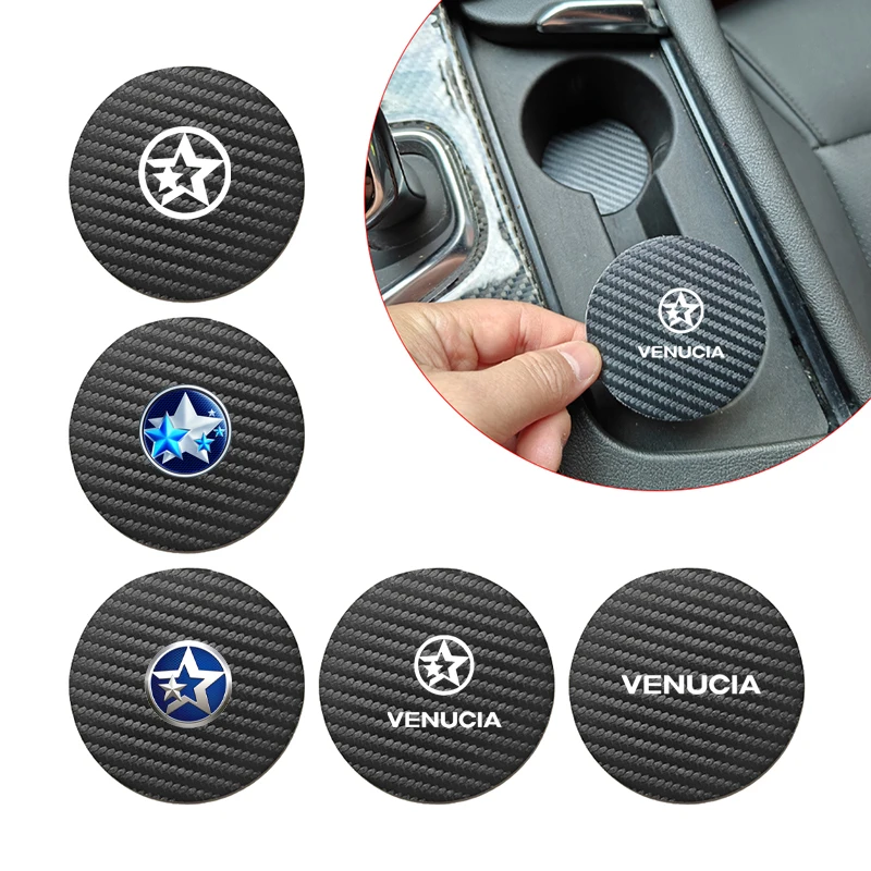 68MM Car Coasters PU Leather Water Cup Holder Pads Interior For Dongfeng DFMC Venucia T70 T90 D60 M50V M50 V-Online T60 Star E30