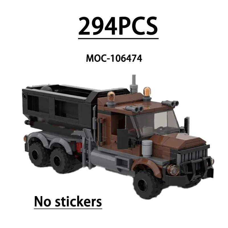 MOC-106474 Building Block Dump Truck with Tilting Bed Model, 294 Pieces, Children's Birthday, Christmas, and New Year Toy Gift