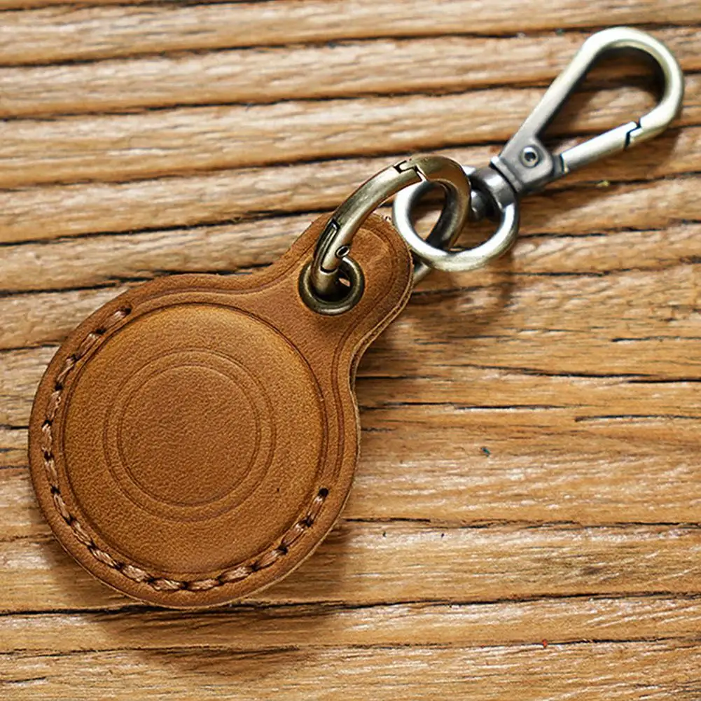 Retro Leather KeyRing Case for airtag Locator Anti-lost Tracker Device for airtag Keychain Anti-drop Protective Cover Accessorie