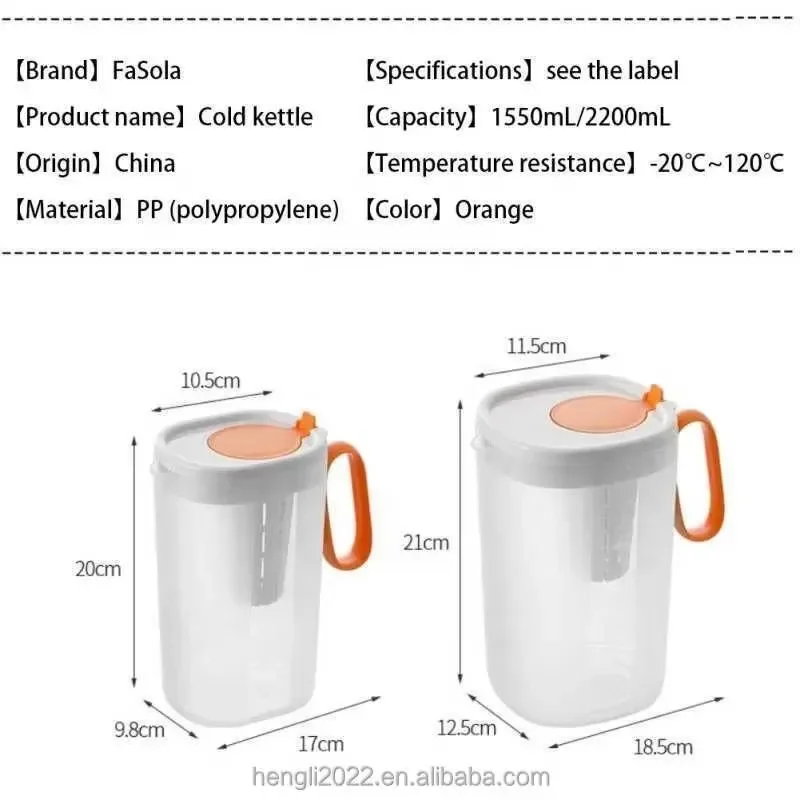 for Large Capacity Plastic Beverage Pitcher Heat Resistant Cold Water Jug with Handle and Lid  Drink Storage