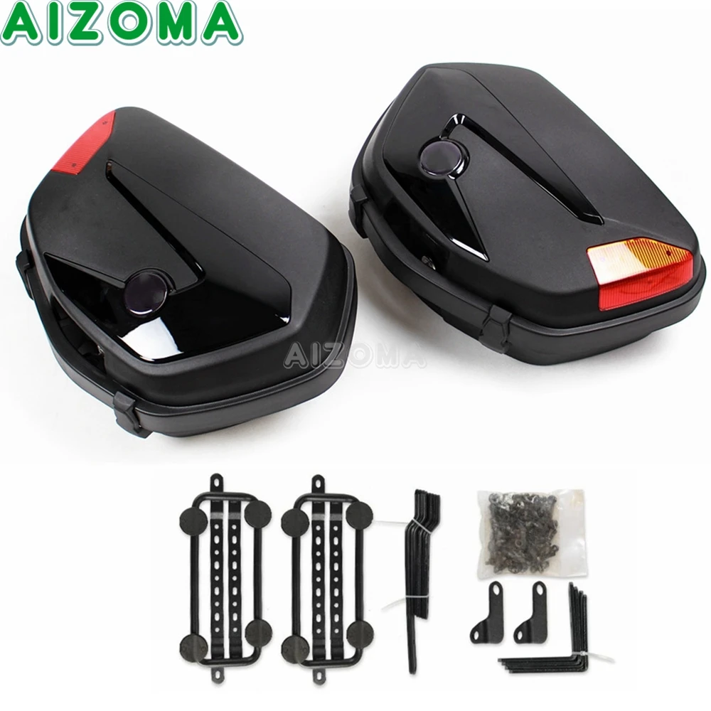 20L Motorcycle Universal Side Cases 2pcs Tail Pannier Luggage Cargo Box for Kawasaki Honda NC750X Yamaha BMW Suzuki Vstorm DL650