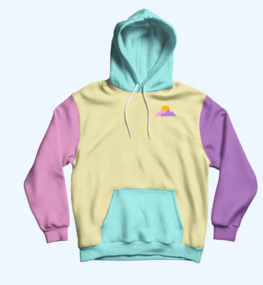 2022 Purpled Pastel Mountain Color Block Hoodie New Printed Hoodie Harajuku Sweatshirt Men Women pullover Clothes