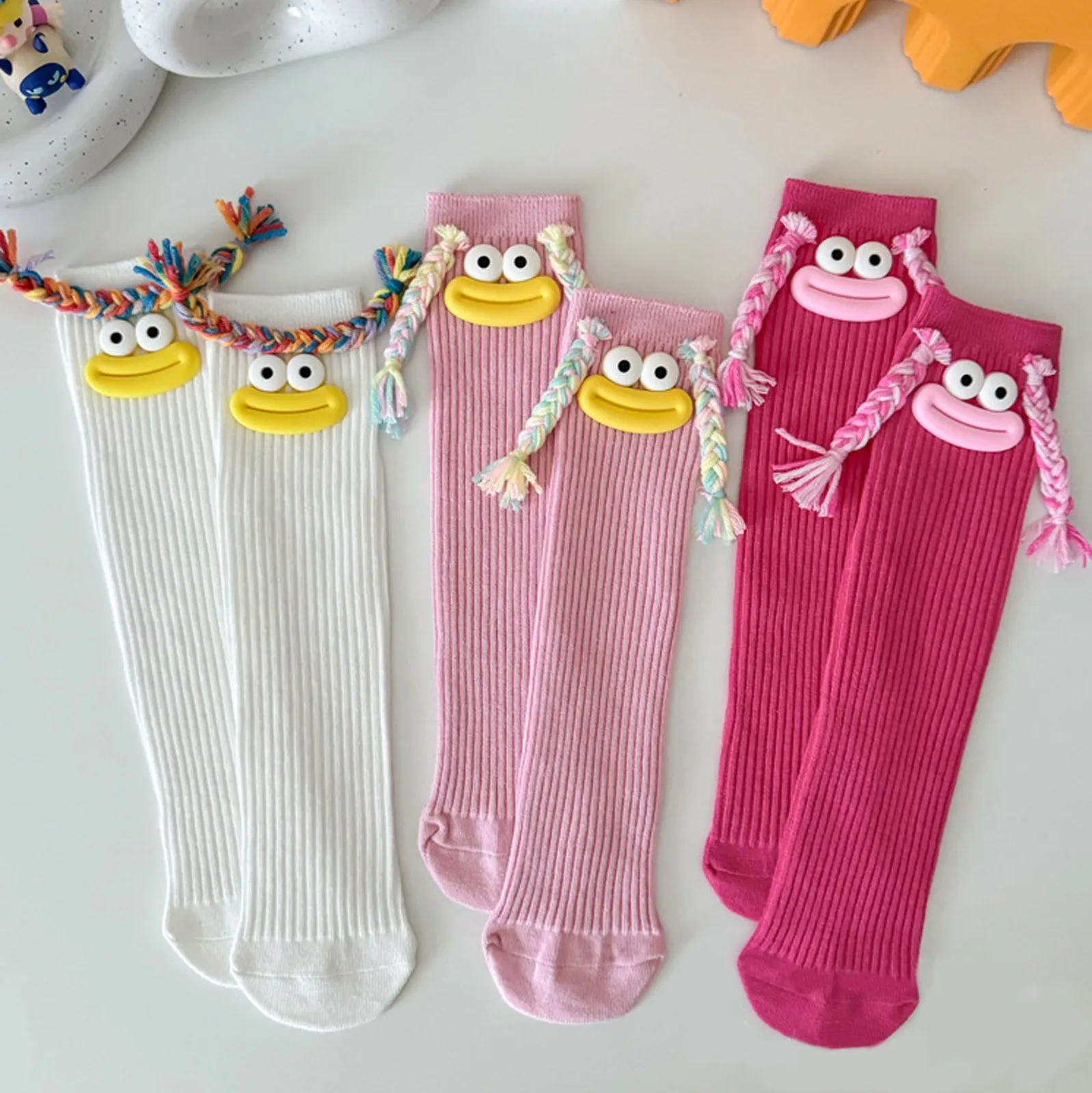 Frau Mittlere Länge Kawaii Cartoon Bunte Socke Mädchen Großen Mund Zöpfe Lustige Baumwolle Lange Socken Weibliche Nette Über Knie Hohe Strümpfe – Detail 28