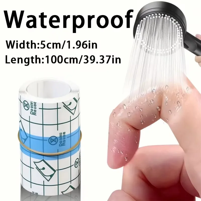 1 Roll Transparent Self-Adhesive Tape, Anti-Friction Sticker for Bathing PU Material Bandage Portable Finger Protector, 5cm*1M