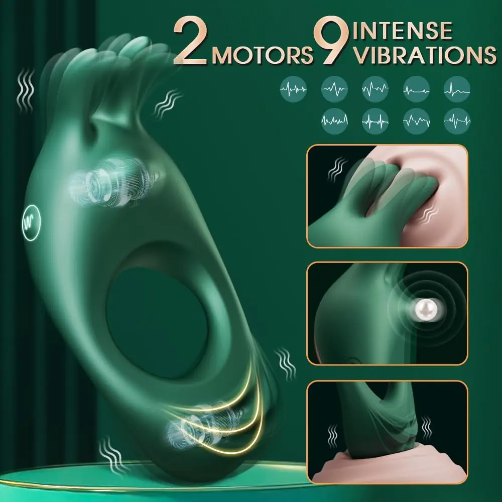 Silicone Penis Ring for Men Vibrating Cock Ring with Rabbit Design Delayed Ejaculation Rechargeable Dick Vibrator 18+