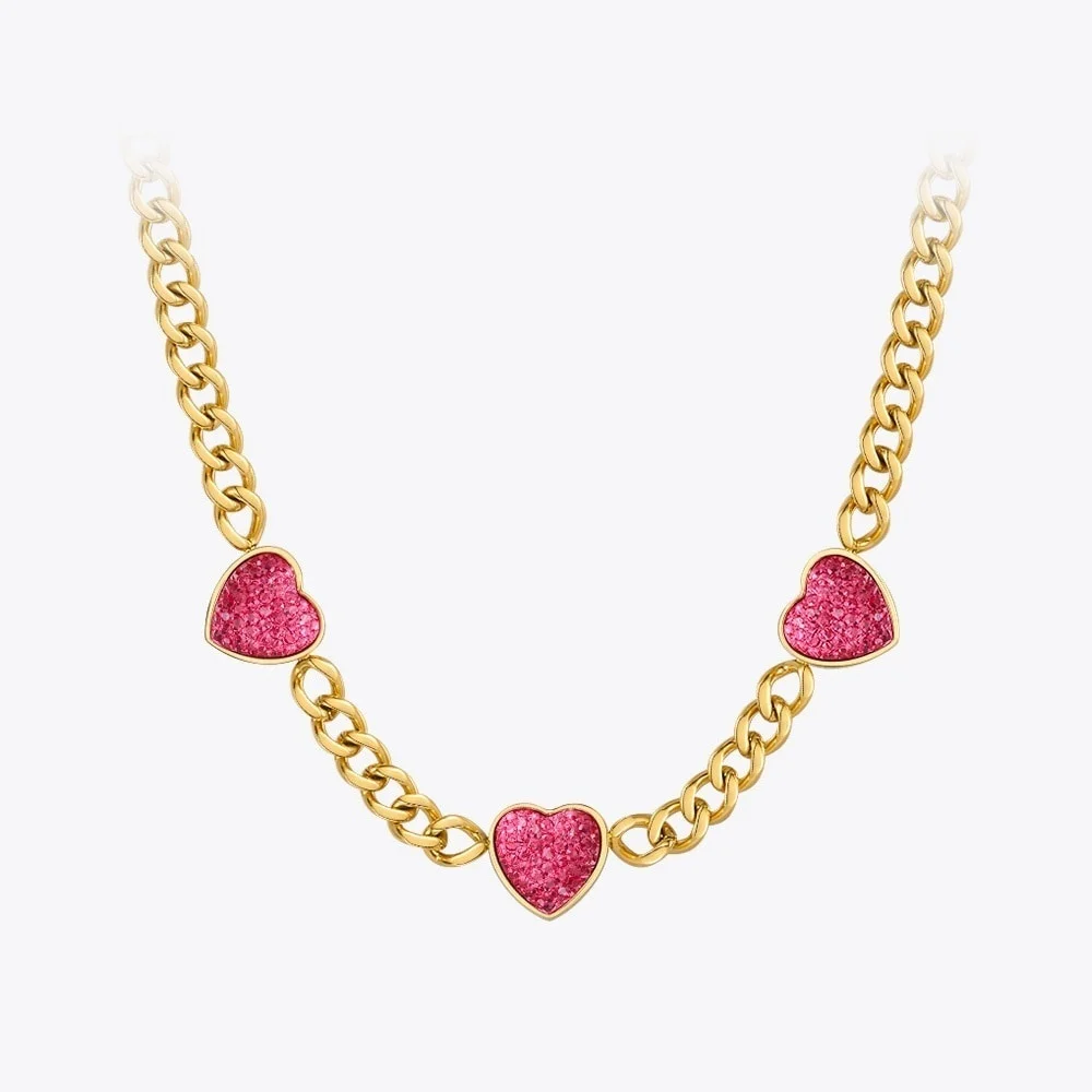 ENFASHION Red Heart Necklace For Women Stainless Steel Necklaces Gold Color Fashion Jewelry Collares Para Mujer Halloween P3271