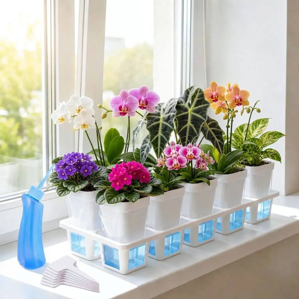 Indoor Succulent Planter Box Self Watering Nursery Pot With Tray Moisture Control Container For Small Plant Gardening