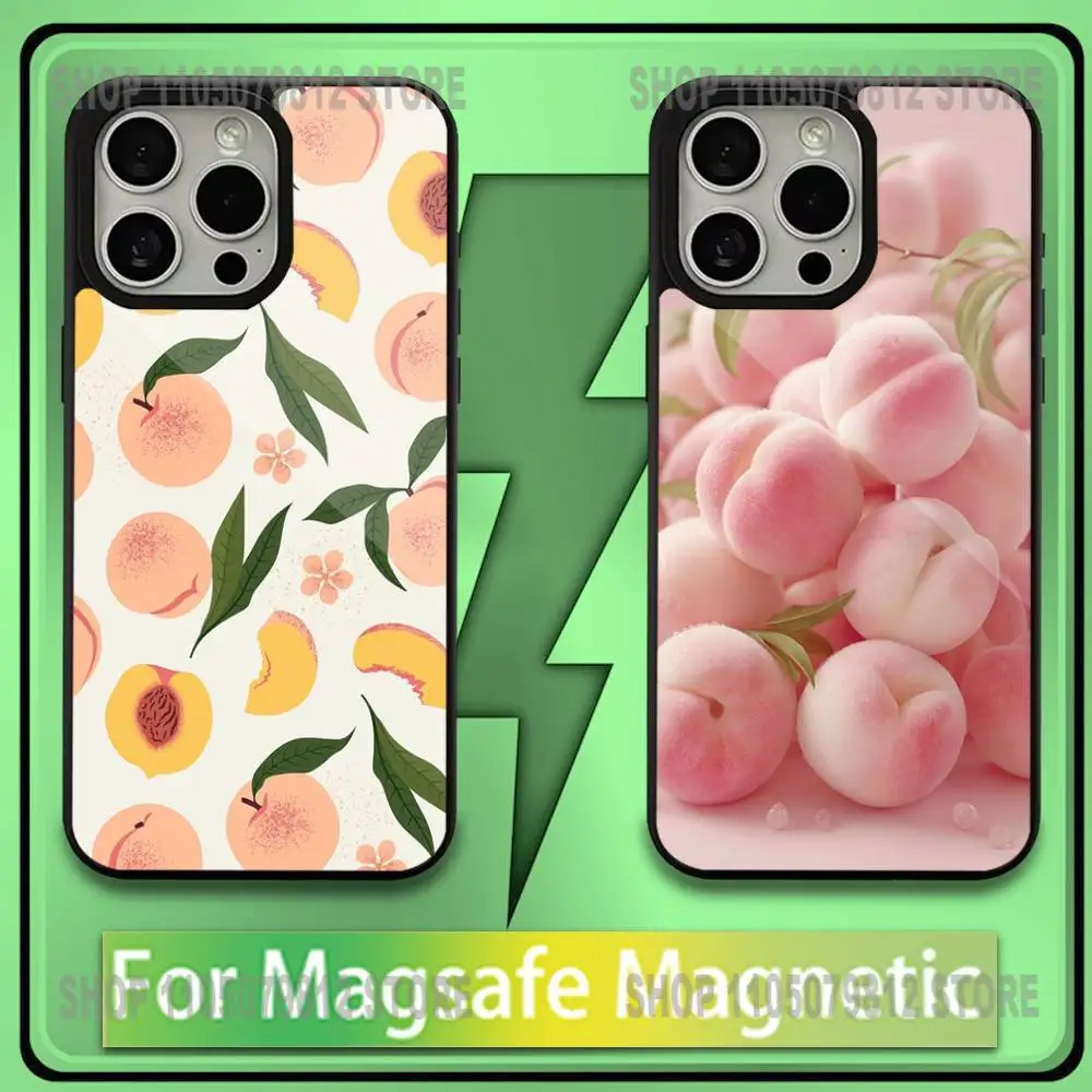 

Kawaii Sweet Peach Adorable Juicy Fruit Phone Case For iPhone17,16,15,14,13,12,11,Plus,Pro,Max,Mini Magnetic Wireless Charge