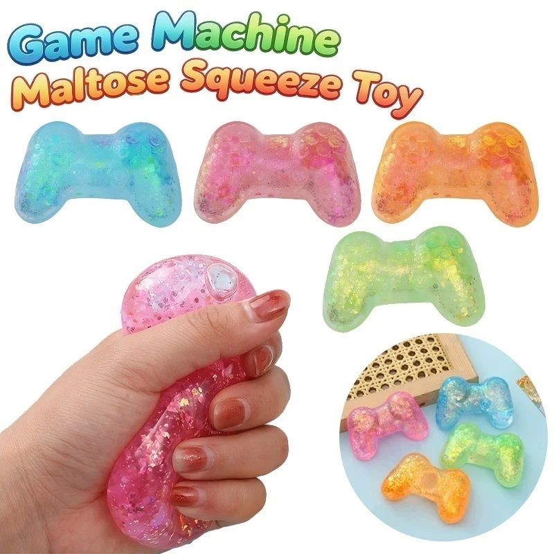 Sequins Glitter Game Machine Sensory Calming Decompression Squishy Toy Soft Rebound Stress Relief Squeeze Ball for Adults Gift
