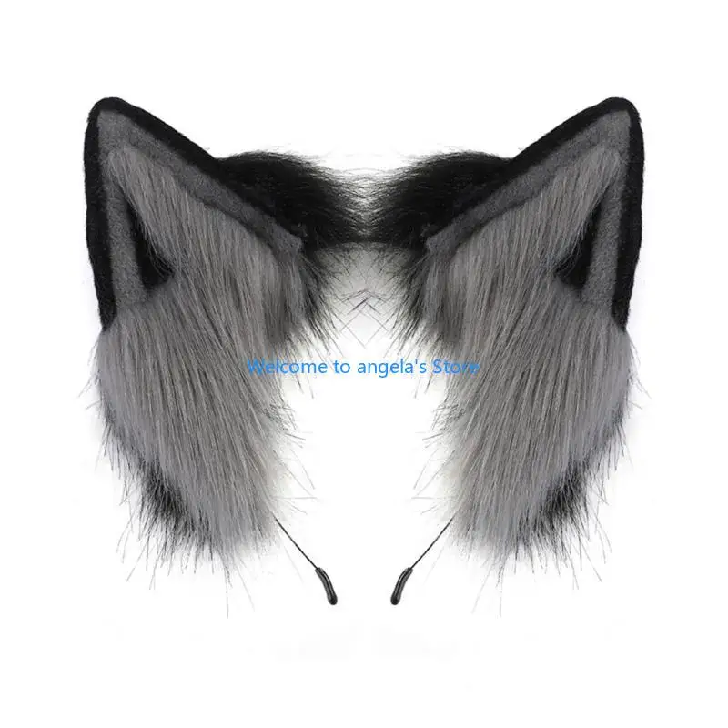 X4yc feito à mão orelhas gato bandana cor sólida peludo pelúcia animal cabelo hoop anime vestido festa cosplay traje para o