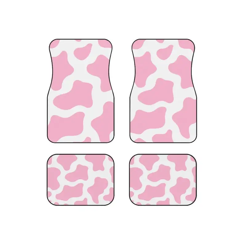 

Pink and White Cow Print Car Mats (Set of 4)