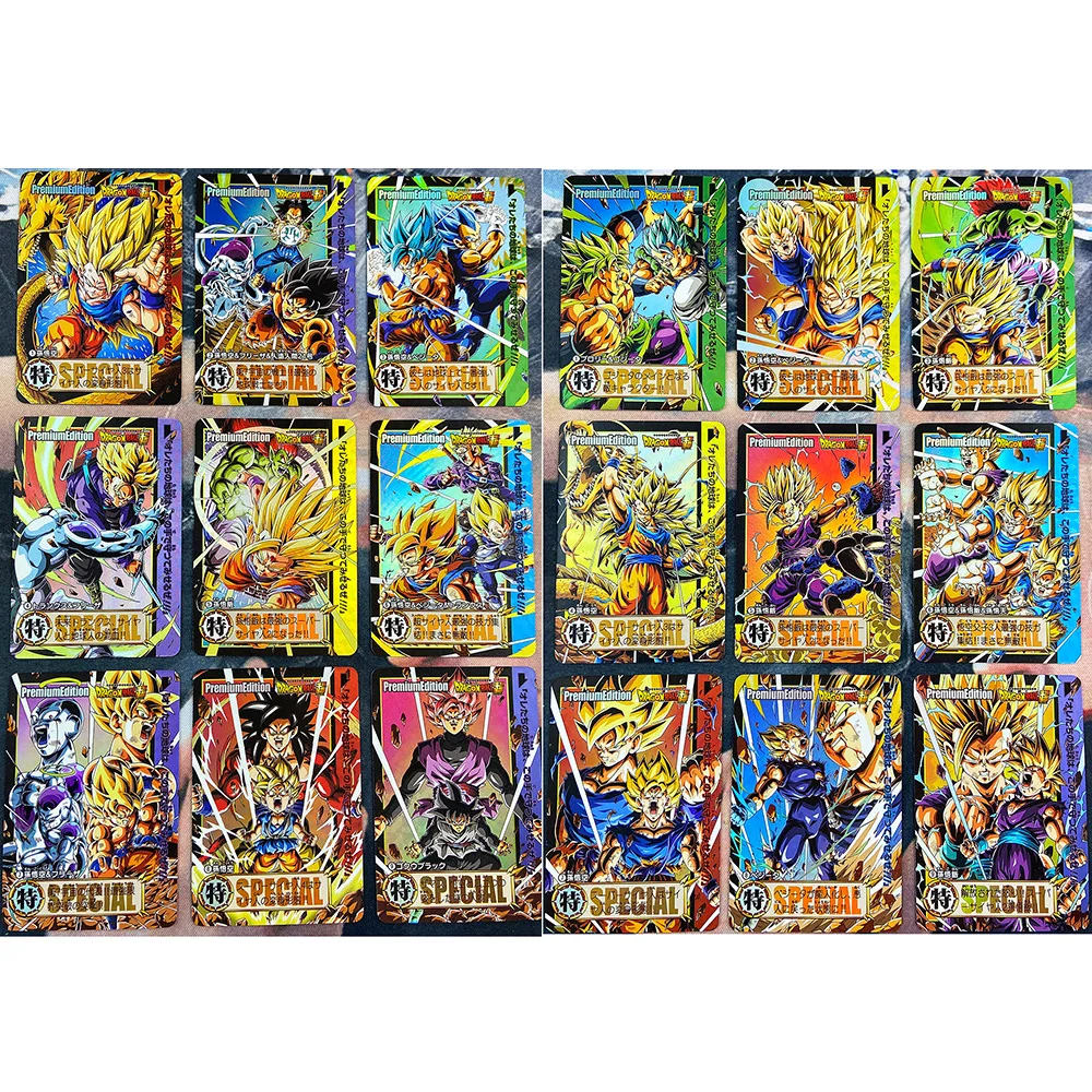 18pcs/set Dragon Ball Z Battle Damage Saiyan Refraction Super Saiyan Goku Vegeta Hobby Collectibles Game Anime Collection Cards