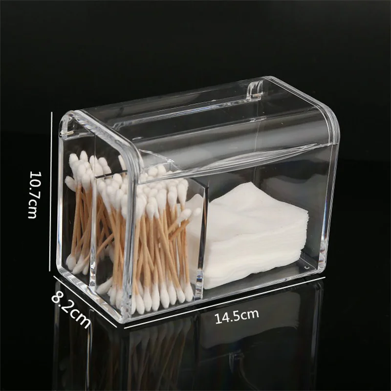Dustproof Makeup Cotton Pads Storage Box Plastic Cosmetic Swabs Storage Containers With Lid Transparent Cotton Swab Holder