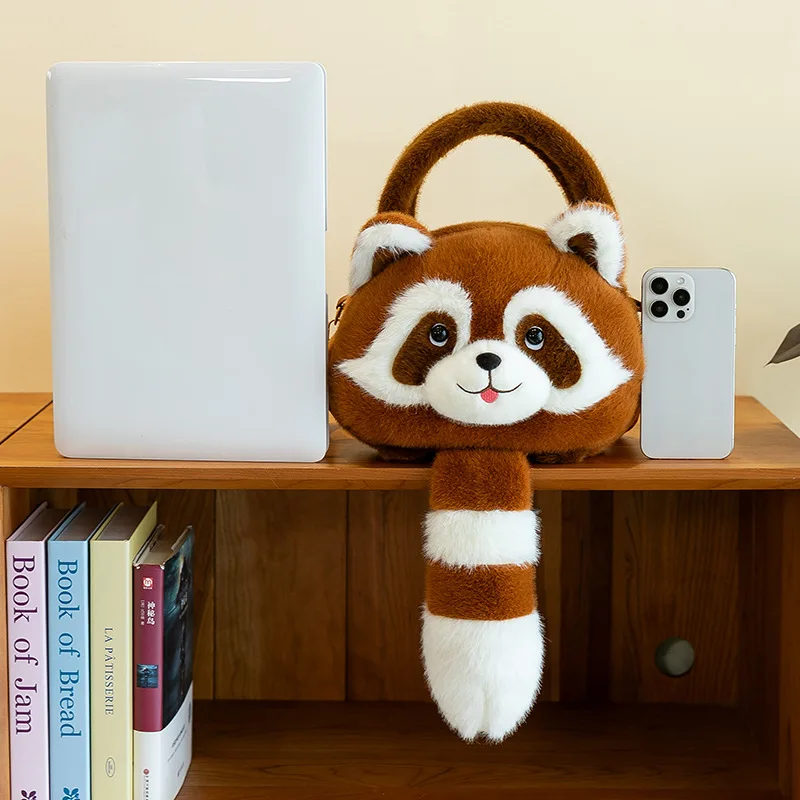 かわいいぬいぐるみアライグマハンドバッグ、面白い人形手作りバックパック、大容量ショルダーバッグ、漫画の子供と女の子のデイバッグ