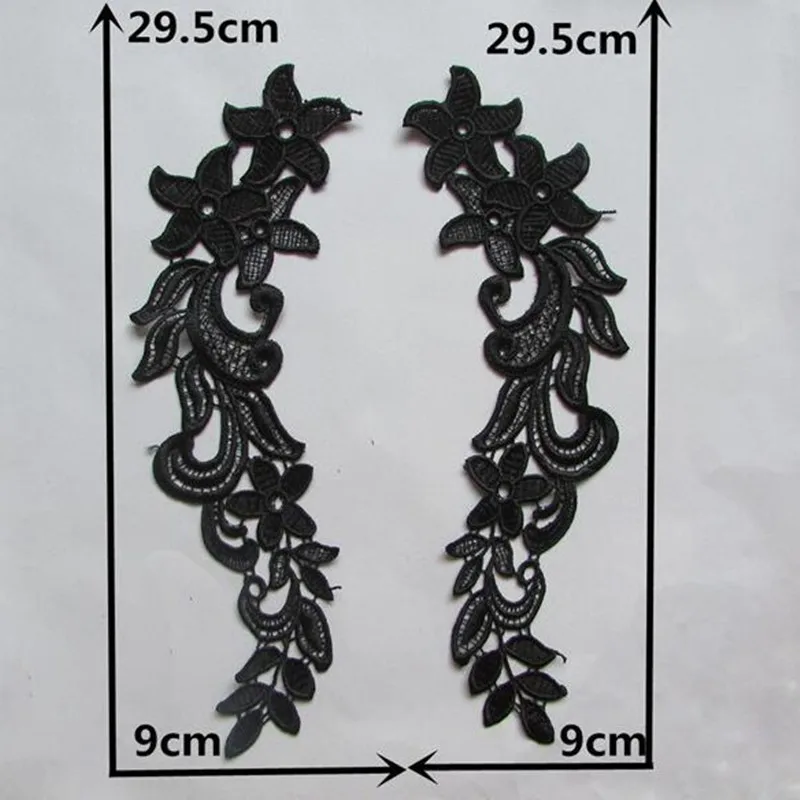 High Quality 3D Black Cotton Embroidery DIY Flower Lace Collar Fabric Sewing Applique Ribbon Trim Neckline Guipure Wedding Decor