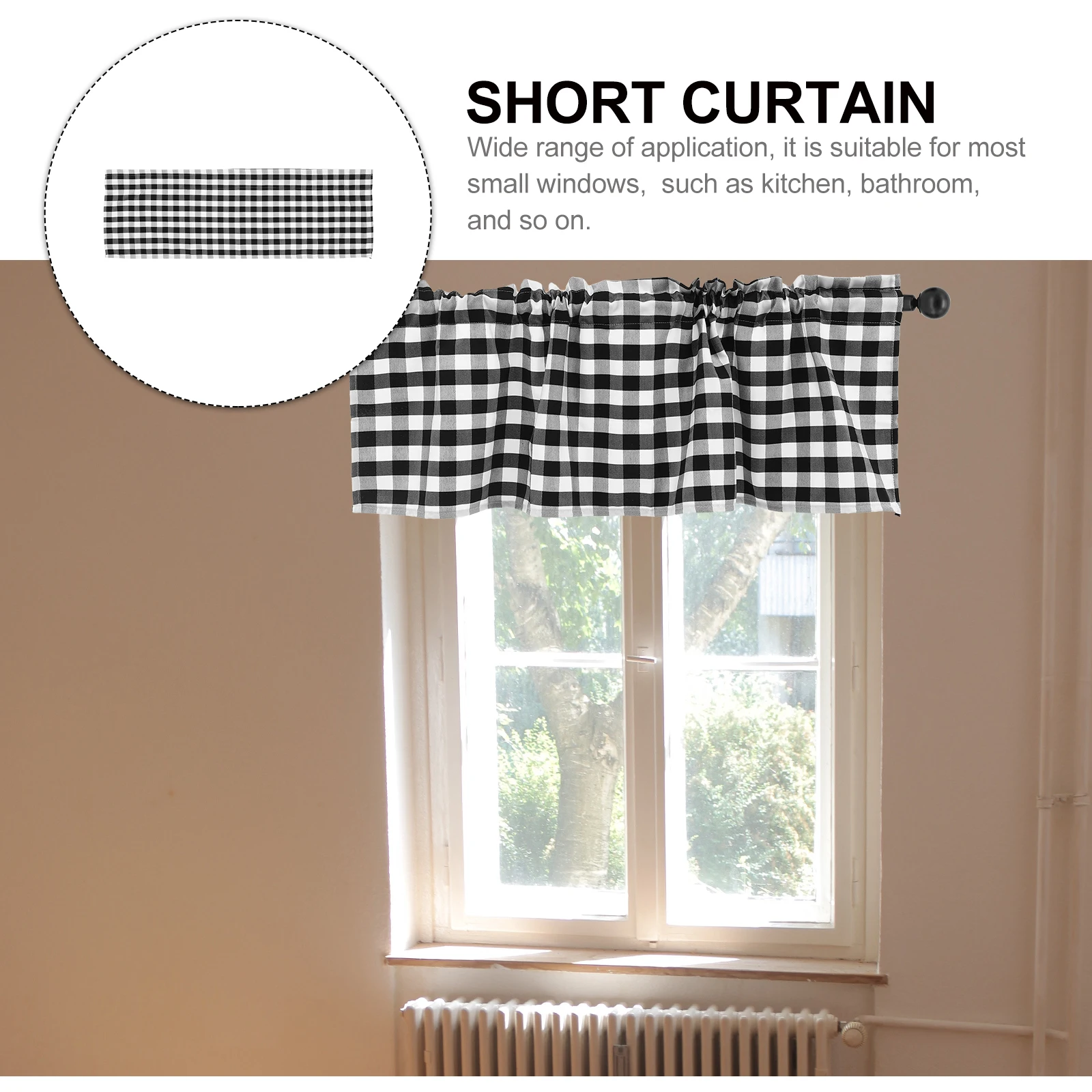 

Buffalo Plaid Window Black White Check Kitchen Curtain Short Buffalo Check Valance For Bathroom Living Room Decorative
