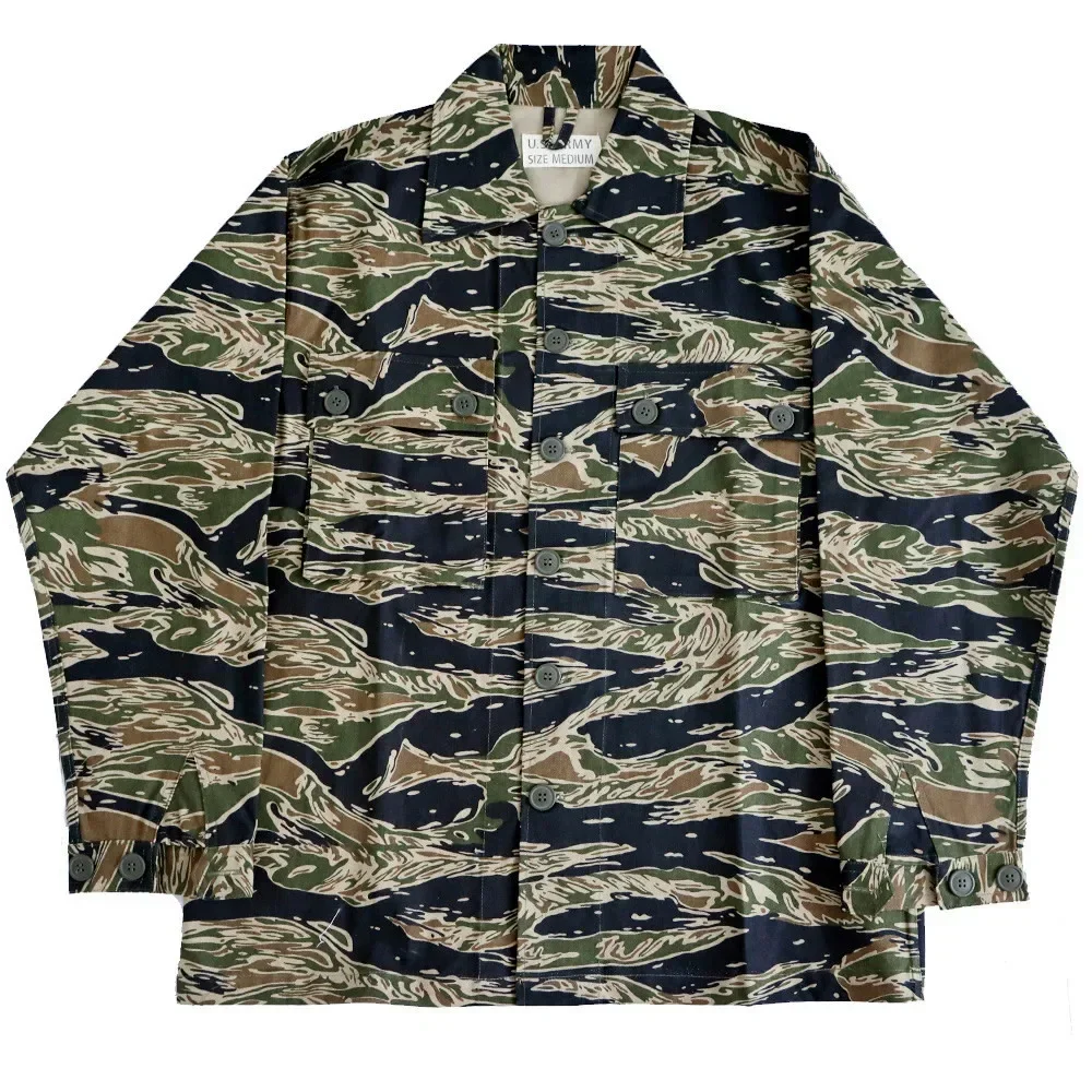WW2 Tiger Camo Uniform TCU Jacket Men\'s Casual Training Men\'s Cotton Jacket Vietnam War Soldier Jacket